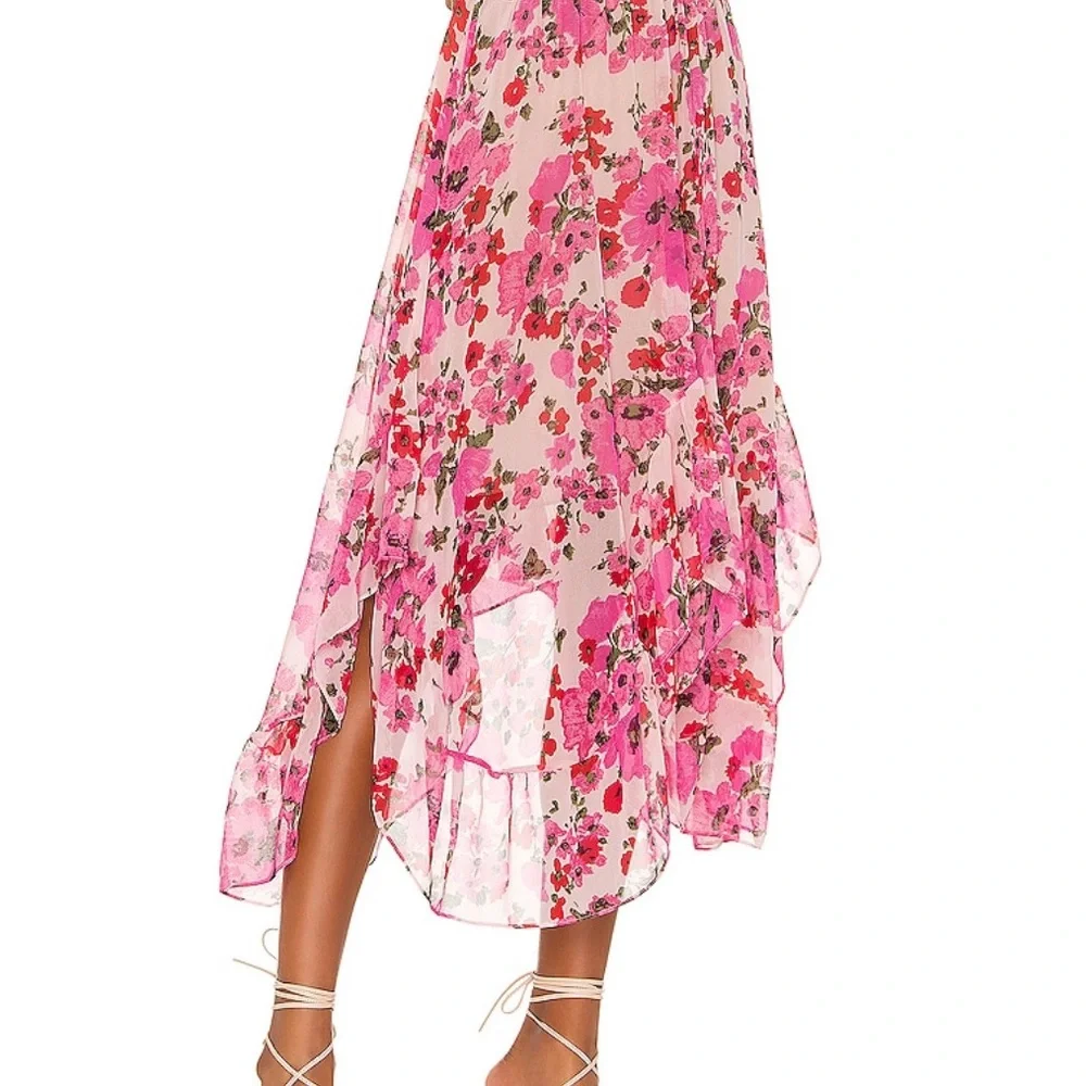 MISA Los Angeles Pink Floral Ruffle Dress XS - Picture 5 of 12